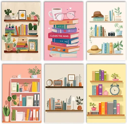 Aihonmin Estantería 6 Pack Pintar por Números para Adultos Libros Pintura DIY sobre Lienzo con Pinceles Pigmento Manualidades DIY Pintura Acrílica
