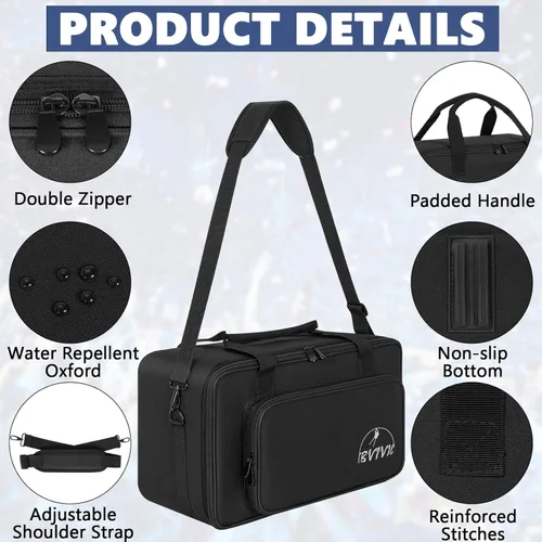 Miniatura 3 de IBVIVIC Bolsa para Focos de 4 Par 5/16' Pañalera Acolchada para Iluminación de Escenario con Separadores, Asa, Correas, Negra