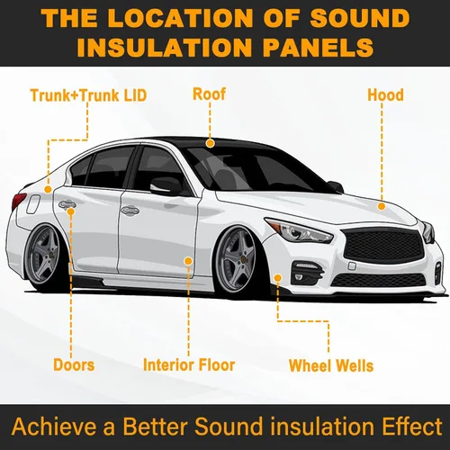 Miniatura 9 de Material de muerte de sonido de 80 mil para automóviles, alfombrilla de amortiguación de sonido de automóvil de 36 pies cuadrados, amortiguador
