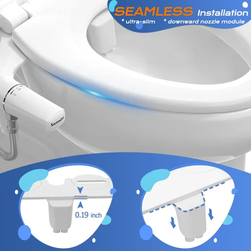 Miniatura 3 de SAMODRA - Accesorio de bidé ultrafino para inodoro – Doble boquilla (lavado frontal y trasero) Bidés higiénicos para inodoros existentes