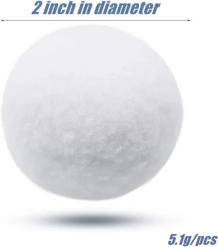 Miniatura 2 de YBB Paquete de 20 bolas falsas de Navidad blancas como la nieve, bolas de felpa realistas de 2 pulgadas para interiores y exteriores, juego