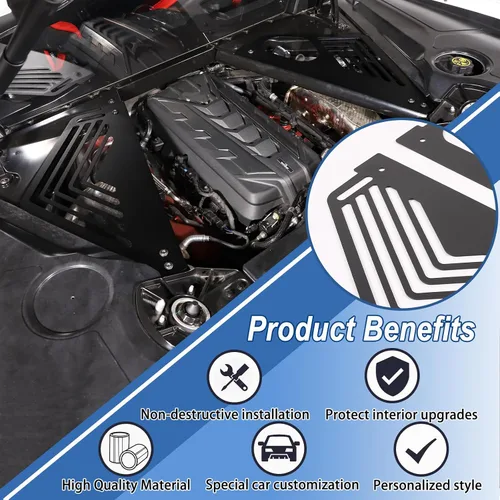 Miniatura 3 de Cubierta de panel de bahía de motor compatible con Chevrolet Corvette C8 2020-2023, cubiertas traseras de aleación de aluminio para motor izquierda