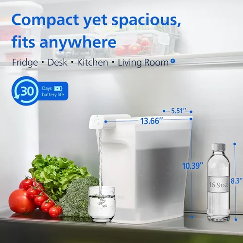 Miniatura 2 de PHILIPS Jarra de filtro de agua de 20 tazas con filtro Plus - ADD5903, dispensador de agua recargable, filtro purificador de agua para puerta