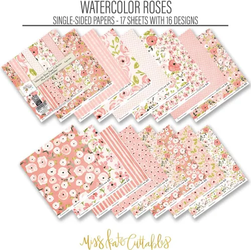 Miniatura 2 de Miss Kate Cuttables - Rosas de acuarela con flores - Tarjetas para álbumes de recortes, manualidades - (12 x 12 pulgadas - un solo lado)