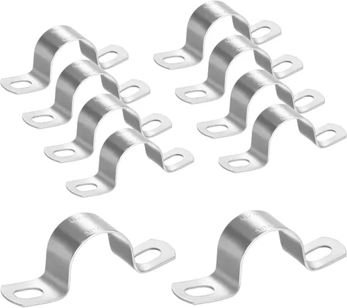 Miniatura 35 de M METERXITY Paquete de 3 abrazaderas de conducto, correa rígida de acero inoxidable 304 de 3-1/2 pulgadas M89 U con 2 agujeros