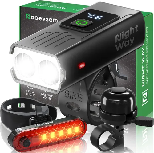 Miniatura 12 de Bike Lights Front and Back for Night Riding, USB-C Rechargeable Bicycle Headlight and Taillight Set, Waterproof, 12+6 Modes, Powerful Front and Rear