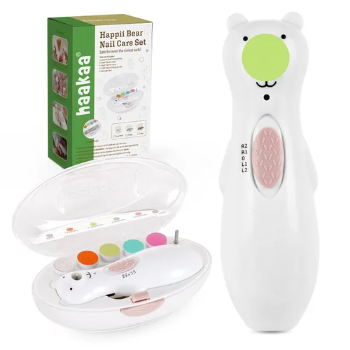 haakaa Lima de uñas recargable para bebé, recortadora de uñas eléctrica con luz LED, cortaúñas para bebés recién nacidos/adultos, cabezales de