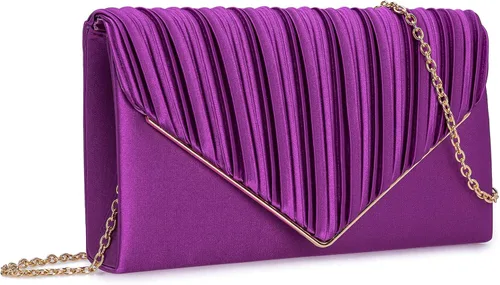 Miniatura 2 de Bolso de noche elegante para mujer, bolso de mano de satén plisado para bodas, bailes, eventos formales