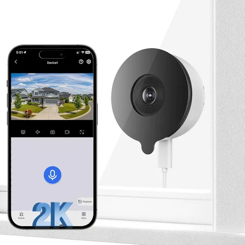 Cámara de seguridad de ventana 2K de 3 MP, 5G y 2.4 GHz, WiFi para interiores, para seguridad en el hogar, con visión nocturna a color Starlight,