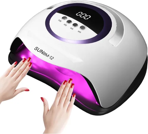 Lámpara de uñas UV LED con 72 perlas, lámparas de curado de uñas de 300 W para esmalte de gel con sensor automático/4 ajustes de temporizador,