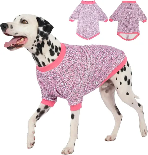 LovinPet Chaqueta para mastín, ropa de invierno ligera de franela mejorada, tela agradable a la piel, ropa fina con estampado de leopardo rosa