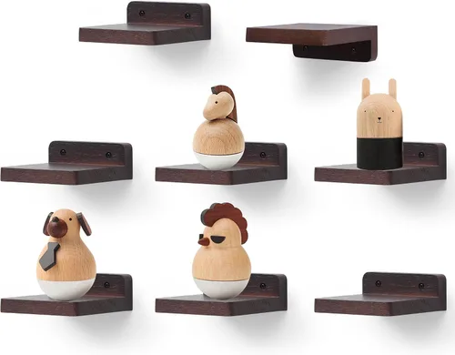 Miniatura 23 de Estante flotante pequeño, mini estante montado en la pared de 5 x 5 pulgadas, estante de madera rústica para dormitorio, sala de estar, baño, Gris