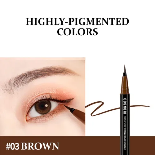 Miniatura 5 de COSNORI Delineador de ojos Superproof Brush 01 Black – Delineador de ojos líquido de 24 horas – Delineador de ojos líquido súper delgado y duradero