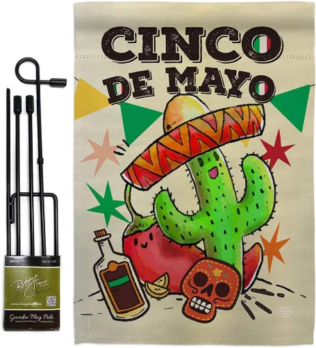 Miniatura 8 de Bandera de arpillera para jardín del Cinco de Mayo, fiesta de verano, cactus y piñata, sombrero para fiesta mexicana, pequeño regalo decorativo