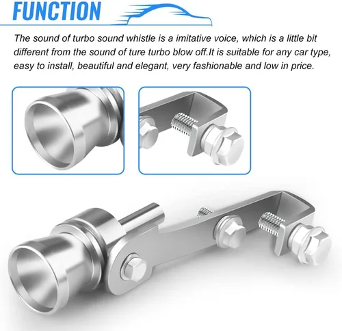 Miniatura 3 de MEA CO005 - 2 silbatos turbo universales de aleación de aluminio, silenciador de escape con sonido turbo para tubo de escape de automóvil, silbato