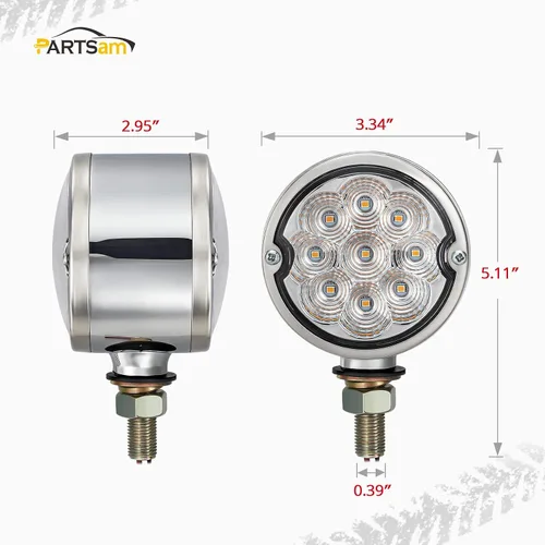 Miniatura 7 de Partsam 2 luces LED de señal de giro de doble cara, color rojo ámbar, luces de pedestal para camiones compatibles con Freightliner Kenworth