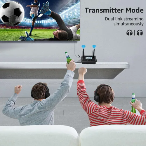 Miniatura 5 de 1Mii B03+ Receptor transmisor Bluetooth para TV Home Stereo, adaptador Bluetooth 5.3 de largo alcance para audio de TV con pantalla, aptX baja
