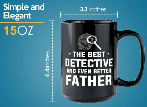 Miniatura 6 de Taza de café detective de 15 onzas, color negro, el mejor detective, policía, patrulla, policía, policía, policía, policía, policía, policía, jefe