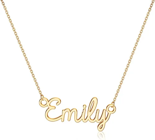 Turandoss - Collar personalizado con nombre, chapado en oro de 14 quilates, collar con dije de nombre delicado, joyería personalizada, regalo para