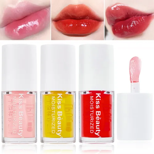 3 unidades de aceite labial hidratante hidratante para el cuidado de los labios, brillo labial hidratante, bálsamo labial tintado, aceite de brillo