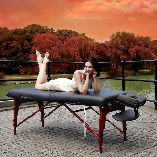 Miniatura 2 de Montclair ThermaTopTM Master Massage Mesa de masaje portátil de 31 pulgadas con espuma viscoelástica, paneles de reiki y cables Shiatsu