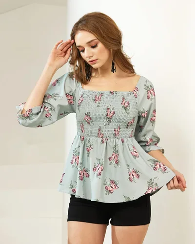 Miniatura 2 de noflik Women's Ruffle Flowy Peplum Babydoll Blouse Top