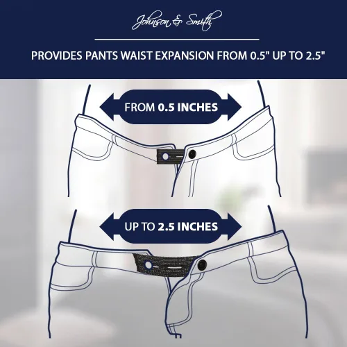 Miniatura 5 de Johnson & Smith Extensores de cintura de pantalones elásticos (paquete de 6), expansores de cintura ajustables para hombres y mujeres, conjunto