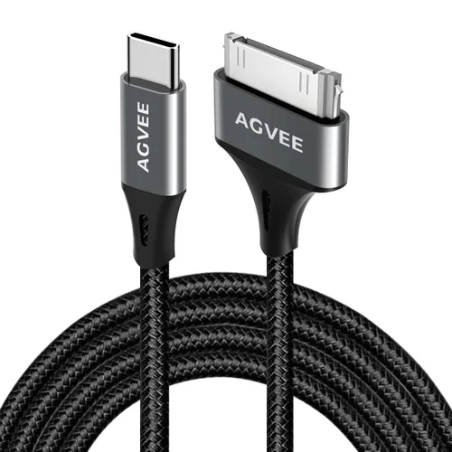 Miniatura 8 de AGVEE Paquete de 2 adaptadores de cable USB-C a 30 pines de 6.6 pies para iPhone 4/4S iPad 1/2/3 iPod, carcasa de metal trenzada tipo C a 30 pines