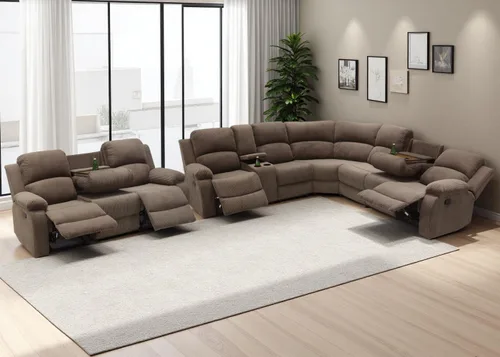 Miniatura 37 de Juego de sofá seccional reclinable manual, juegos de muebles de sala de estar, sofá seccional en forma de L y 2 sillas, cómodo sofá reclinable