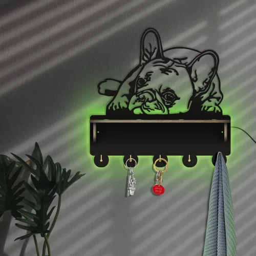 Miniatura 5 de The Geeky Days Soporte luminoso para medallas de Bulldog Francés, colgador de trofeos con estante de exhibición, letrero de luz de neón que brilla