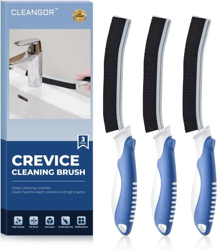 Cleangor Cepillos de limpieza de grietas, cepillo de limpieza para espacios pequeños difíciles de alcanzar, artículos esenciales para el hogar, Azul