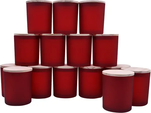 Miniatura 27 de SHOWIN Frascos de vela gruesos de 10 onzas para hacer velas 15 piezas, frascos vacíos con tapas de madera para hacer velas, contenedor de muestra