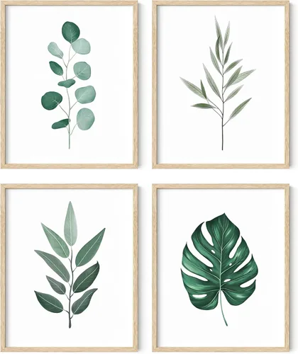 Miniatura 36 de HAUS AND HUES Arte de pared floral gris, juego de 4 pósteres de plantas para pared vintage, impresiones botánicas, cuadros de flores en blanco