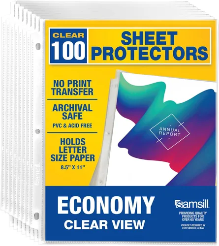 Miniatura 10 de Samsill Paquete de 50 protectores de hojas, protectores de página de 8.5 x 11 pulgadas para carpeta de 3 anillas, peso estándar, protector