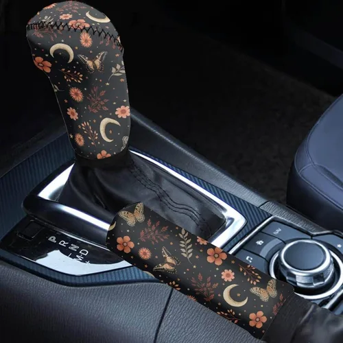Miniatura 18 de Juego de 2 piezas set de accesorios interiores para coche, para las mujeres, hombres; cubierta de palanca de cambios/freno de mano, personalizada