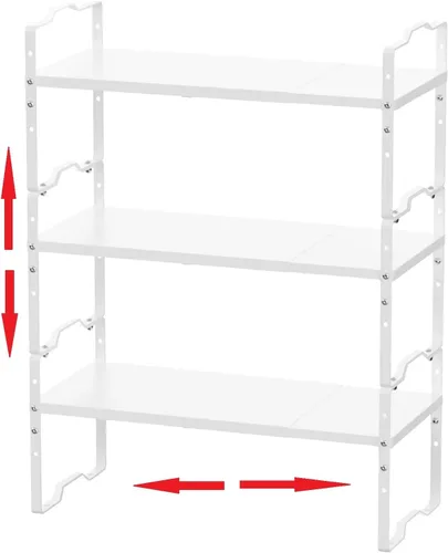 Miniatura 8 de Jojocross Estante expandible para organizador de gabinete, estante de especias apilable ajustable en la cocina y el baño, para mostrador, despensa