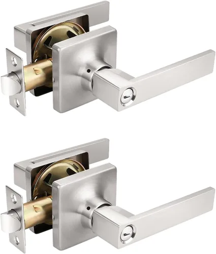 Miniatura 10 de Mengico Paquete de 1 manija de puerta de paso interior negro mate, mango resistente sin bloqueo para puertas de armario y pasillo, reversible