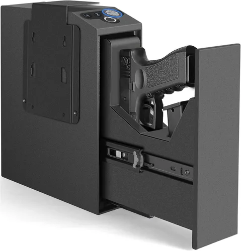 Caja fuerte biométrica deslizante para pistola para mesita de noche, escritorio, lado de cama, camión - Caja fuerte de puerta corredera automática