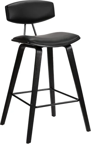 Miniatura 29 de Armen Living Fox - Taburete de bar moderno de mediados de siglo de piel sintética gris y madera negra de 25.5 pulgadas Piel sintética gris/negro