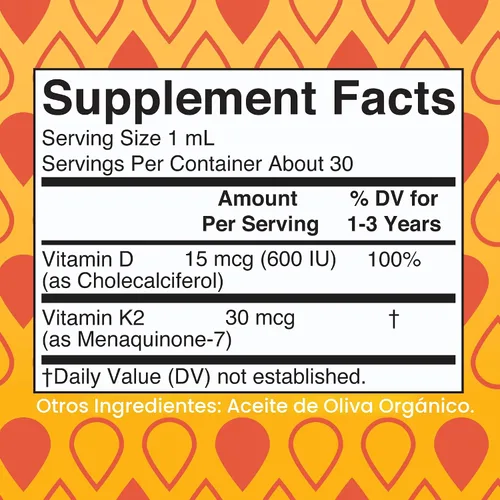 Miniatura 2 de MaryRuth Organics Vitamina D3 Vitamina K2 Gotas de vitamina D3 K2 Suplemento líquido de vitamina K2 D3 para niños pequeños Suplemento