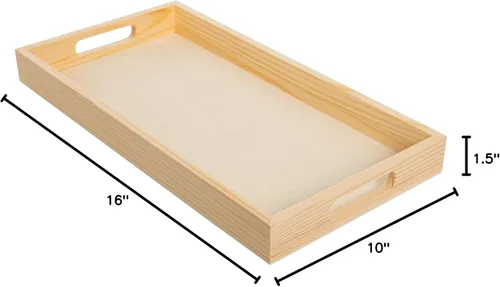 Miniatura 8 de Bandejas de madera anidadas para servir, bandejas rectangulares sin terminar con asas recortadas para manualidades, otomanos, servir y decoración