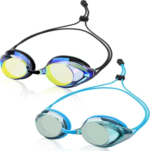 Miniatura 13 de Swim Goggles for Adult Men Women Youth, Bungee Strap Swimming Goggles No Hair Pulling Mirrored/Clear Lens Goggles