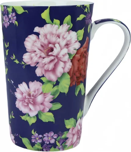 Tazas de café lindas de 13 onzas para mujer, tazas de café con diseño floral de porcelana de hueso, tazas de té para mamá, mujeres, regalos de