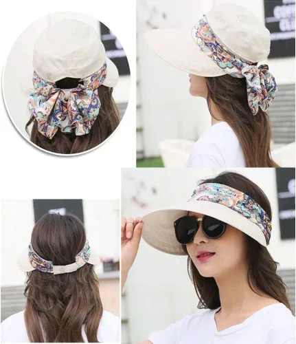 Miniatura 6 de Sombrero de sol plegable multifuncional con protección solar UPF 50+ para mujer, impermeable, transpirable, cuello facial