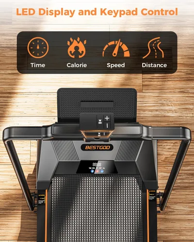 Miniatura 7 de BestGod - Caminadora plegable para oficina en casa con barra de apoyo, capacidad de 330 libras, para debajo del escritorio, caminadora con Carbón