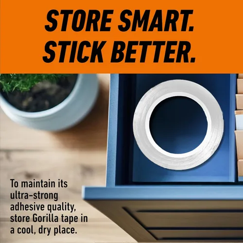 Miniatura 4 de GORILLA Tape Tough & Wide, Cinta adhesiva blanca, 7.32 cm x 22.86 m (paquete de 1) - Resistente para uso pesado y resistente a la intemperie