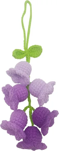 Adorno colgante para espejo retrovisor de automóvil, cesta de flores de ganchillo, accesorio para plantas, adorno de automóvil hecho a mano,