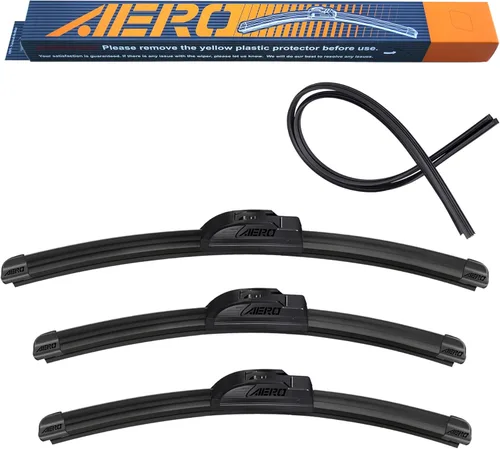 Miniatura 34 de AERO Avenger - Limpiaparabrisas prémium de 26 pulgadas + 19 pulgadas para todas las estaciones con repuestos de goma adicionales, repuesto
