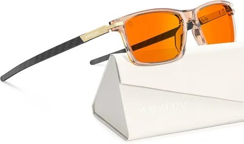 Miniatura 13 de ANYLUV Blue Light Glasses for Men,Rectangle Business Style Glasses, Carbon Fiber Straight Legs Glasses for Eye Protection