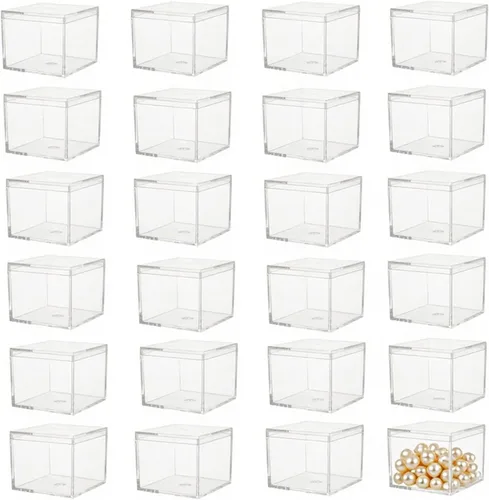 Miniatura 28 de KissYou Caja de acrílico para caramelos, cajas de exhibición transparentes con tapa de plástico pequeño, cubo cuadrado de plástico, caja